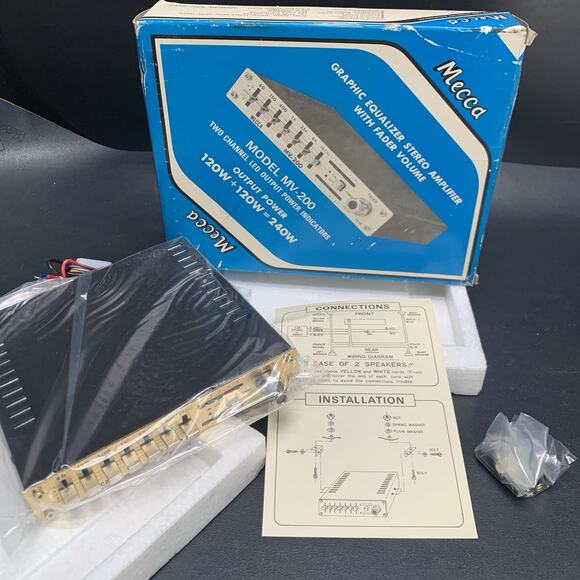 Vintage Mecca Graphic Equalizer Stereo Amplifier Fader Volume Model MV-200 NOS - Picture 1 of 9